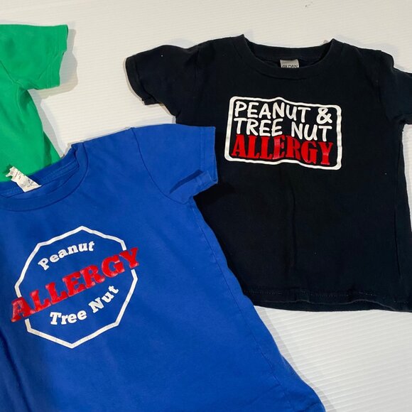 size 4/4T child/kids Peanut Tree Nut Allergy alert tee t-shirt lot of 3 boys/gir - Picture 5 of 8